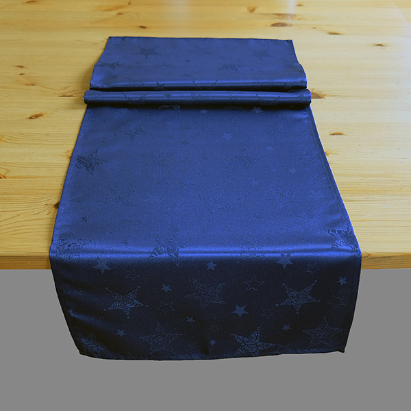 Tischläufer 40 x 140 cm gewebte Sternornamente, fleckabweisend, blau (4172) 
