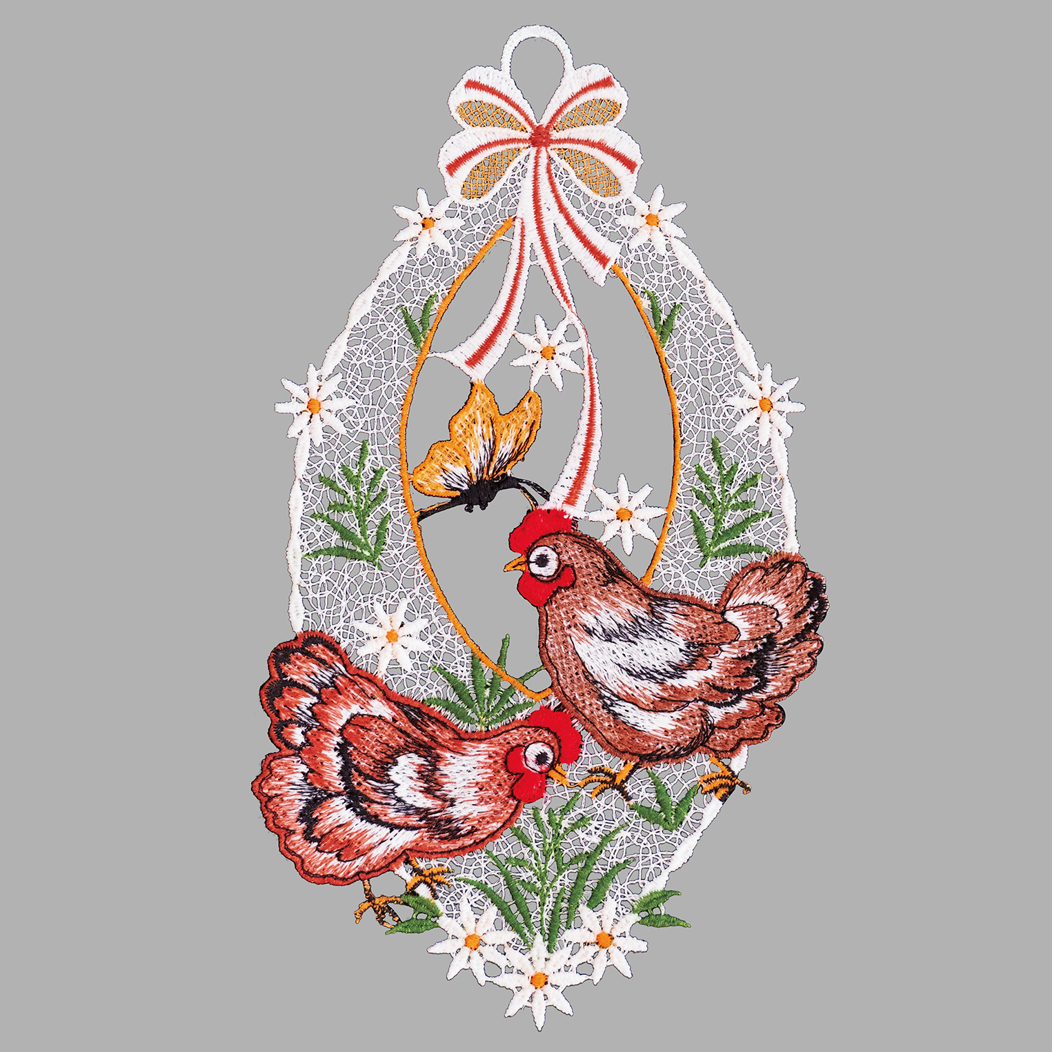 Fensterbild "Zwei Hühner"