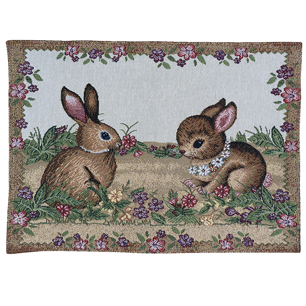 Platzdeckchen / Platzset 33 x 46 cm Gobelin, "Osterhasen zwischen Blumen" (3105) 