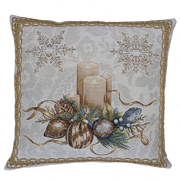 Kissenhülle 45 x 45 cm Gobelin, "festliche Weihnachten", Lurex (6712)  