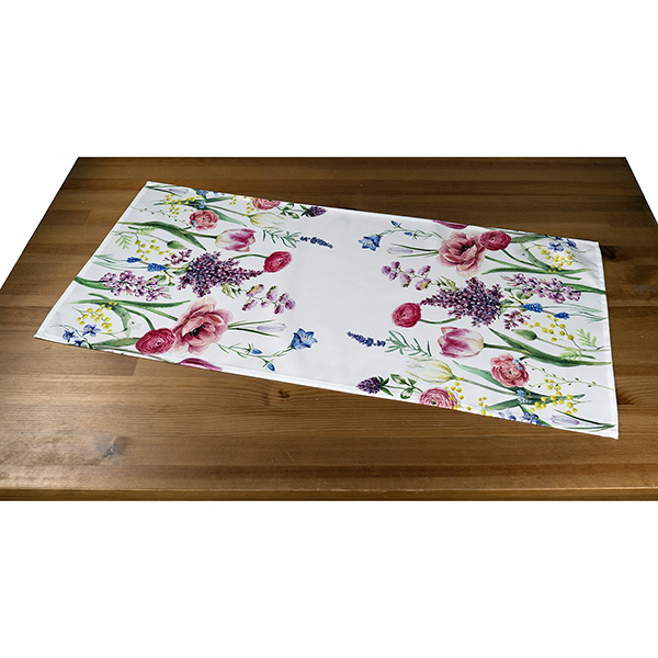 Tischband, Tischläufer  40 x 90 cm Druckdesign "Frühlingswiese", weiß-bunt (6530)  