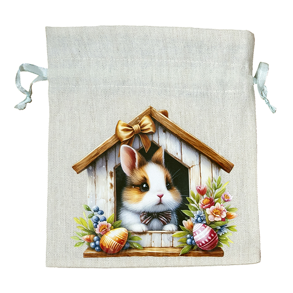 Geschenksäckchen "Häschen im Haus", 16,5/18  