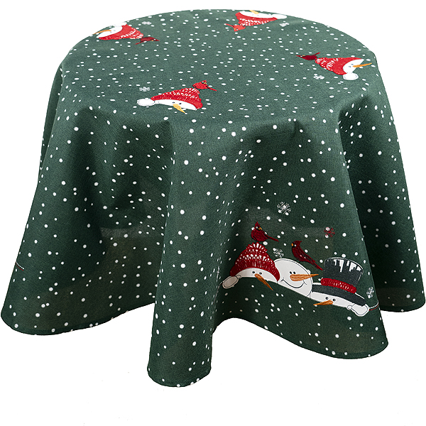 Tischdecke 150 cm rund Stickerei "winterliche Kantengucker" (714DG) 