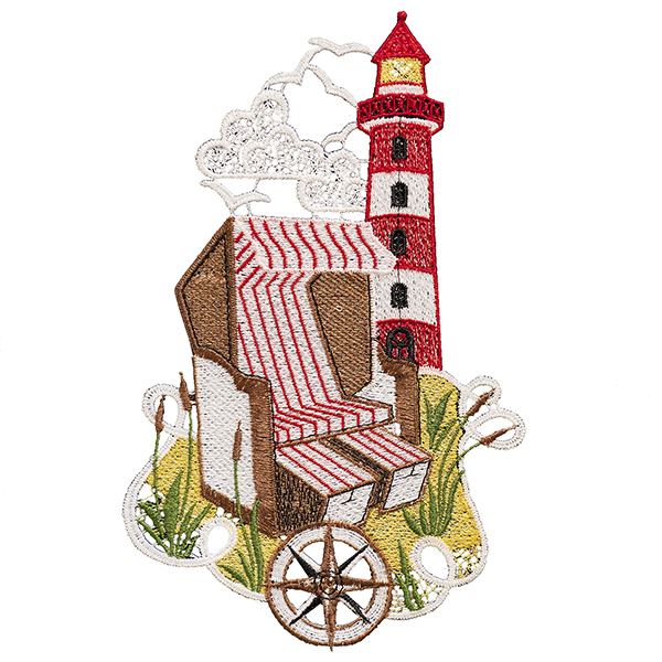 Fensterbild Strandkorb & Leuchtturm