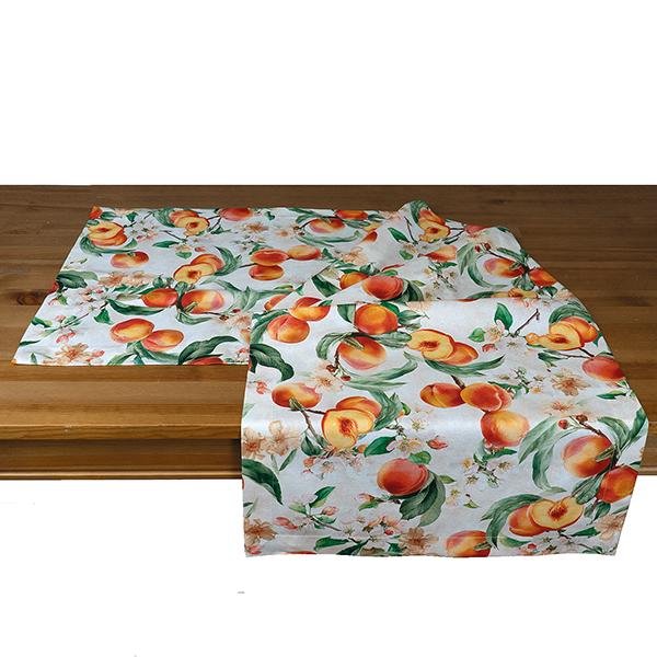 Tischband 50 x 150 cm Druckdesign "Pfirsiche", ecru/bunt (7722) 