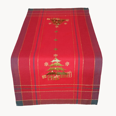 Tischläufer 40 x 90 cm rot-bunt Stickerei "Baum" (3910)