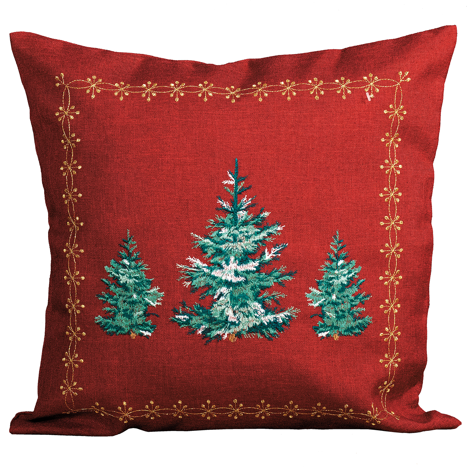 Kissenhülle "Tannenbaum", Stickerei, 40x40 cm, rot/gold