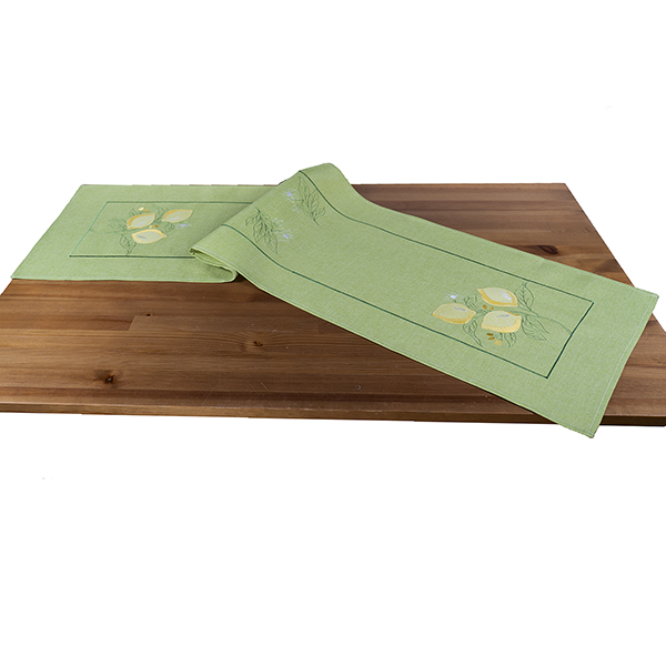 Tischband 40 x 140 cm, ecru, "Zitronen"  (7033)