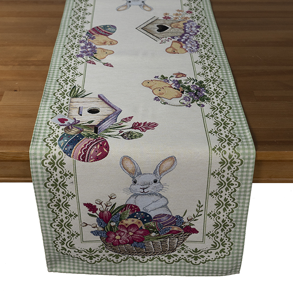 Tischband 45 x 140 cm Gobelin "Osterhase mit Körbchen" (0933)  