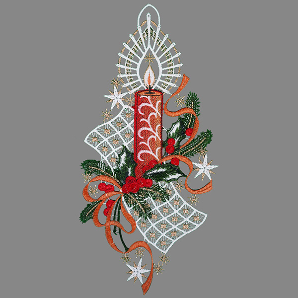 Fensterbild  "Kerze auf Weihnachtszweig" 