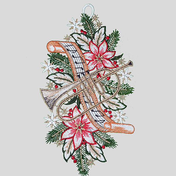 Fensterbild "weihnachtliche Trompete"