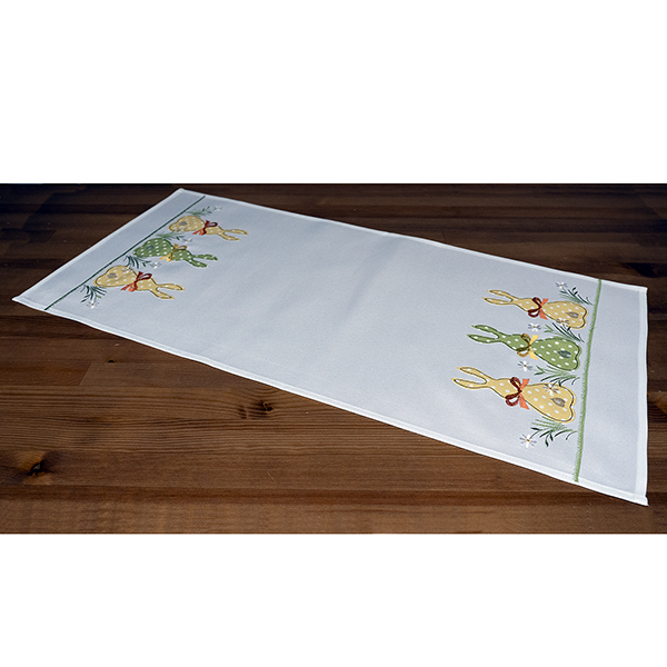 Tischläufer, Tischband 40 x 90 cm Stickerei "Hasen", bunt (0533)  