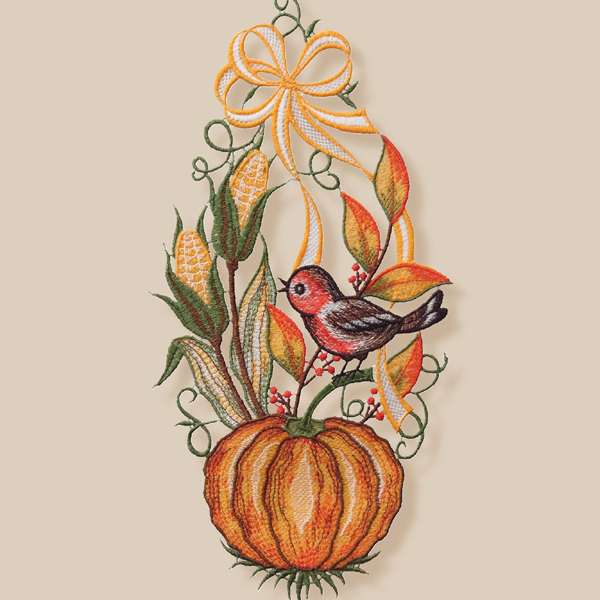 Fensterbild "Kürbis & Vogel"