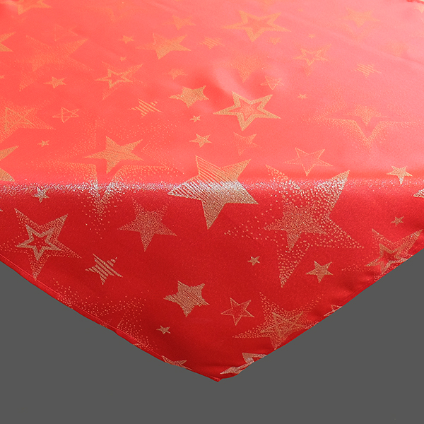 Tischdecke 130 x 160 cm gewebt, fleckgeschützt, Sternenzauber, rot/gold (4611) 